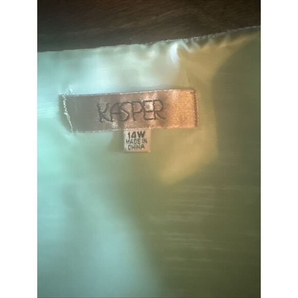 Kasper Separates‎ Womens Open Blazer Jacket Suit Top Size 14w Lime Green White - Picture 7 of 8